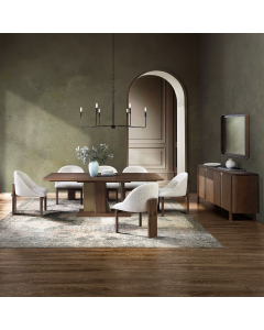 Ouida - Side Chair (Set of 2) - Beige Linen & Brown - Beige