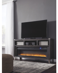 Todoe - Gray - 2 Pc. - 65" TV Stand with Wide Fireplace Insert