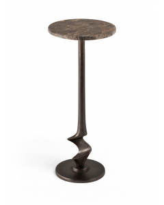 Oxira - Genuine Marble And Aluminum End / Side Table - Brown /, 10"