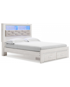Altyra Queen Panel Bookcase Bed With Footboard Storage White