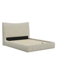 Angulo - Eastern King Bed With Storage - Beige Chenille