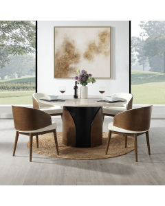 Rufina - Arm Chair (Set of 2) - Beige Linen & Walnut - Dark Brown