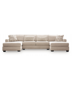 Mandi Point 3-Piece Double Chaise Sectional With Armless Loveseat Marble, 153"