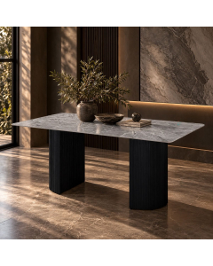 Leander - Dining Table With Ceramic Top - Gray & - Gray, 71"