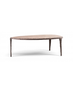 Gild - Genuine Marble Top And Aluminum Base Coffee Table - Brown / - Dark Brown, 47"