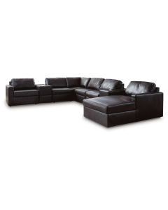 CozyMax II 8-Piece Sectional With RAF Corner Chaise And Storage Consoles Black, 125"