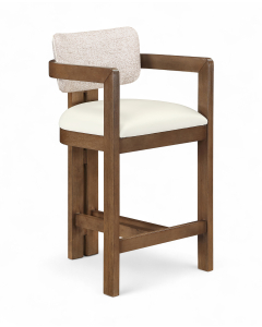 Ravina - Vegan Leather and Linen Textured Fabric Upholstered Counter Stool