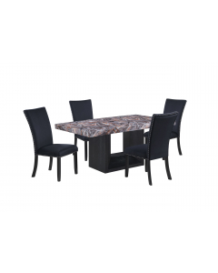 D02 - 5 Piece Dining Room Set (Dining Table, 4 Chairs) - Lava / - Dark Gray