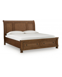 Zackaryn Sleigh Storage Bed Warm Brown