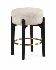 Torino - Fabric Upholstered Backless Counter Stool (Set of 2) - Beige / Brushed