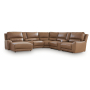 DeepWakes 7-Piece Power Reclining Sectional With LAF Press Back Power Chaise And 2 Storage Consoles Caramel, 146"