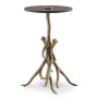 Lemkins - Black / Antique Gold Finish - Accent Table, 17.13"