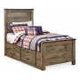 Trinell Panel Bed With 2 Storage Drawers Brown
