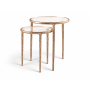 Evren - Glass Top And Aluminum Base 2 Piece Nesting End / Side Table - Clear / Brass, 18"