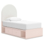 Wistenpine - Blush - Twin Upholstered Panel Bed With Under Bed Storage