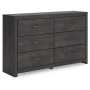 Hollivern - Dark Gray - Six Drawer Dresser, 58.7" Wide