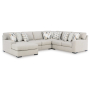 LaureLGrove 4-Piece Sectional With LAF Corner Chaise Pebble, 134"