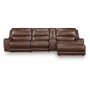DeepWakes 4-Piece Power Reclining Sectional With RAF Press Back Power Chaise And Storage Console Canyon, 143"
