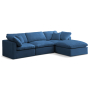 Plush - 4 Piece Modular Sectional With Chaise - Navy, 105"