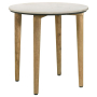 Aldis - Round Marble Top Side End Table - White And Natural, 22"