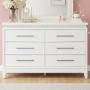 Reflections - 6 Drawer Dresser With Lights - Pearl - White, 56" Wide