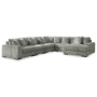 Lindyn - Fog - 6-Piece Sectional With RAF Corner Chaise, 172"