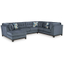 Maxon Place - Navy - 3-Piece Sectional With Laf Corner Chaise, 140"