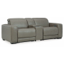 Correze Power Loveseat With Console 3 Pc Sectional Gray, 88.5"