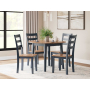 Gesthaven - Natural / Blue - 5 Pc. - Round Dining Room Drop Leaf Table, 4 Side Chairs