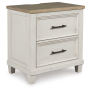 Shaybrock - Antique White / Brown - Two Drawer Night Stand