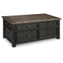Tyler Creek - Grayish Brown / Black - Lift Top Cocktail Table, 46"