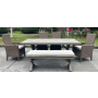 Laguna Heights Rectangular Dining Table With Umbrella Option Beige, 84.25"