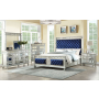 Varian - Queen Bed - Blue Velvet & Mirrored