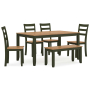Gesthaven - Natural / Green - Dining Room Table Set (Set of 6)