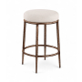 Ferro - Linen Textured Performance Fabric Upholstered Backless Counter Stool - Beige / Brushed