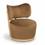 Elara - Velvet Upholstered Swivel Accent Chair - Saddle / Stained Natural - Light Brown