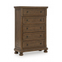Zackaryn Five Drawer Chest Warm Brown, 58" Tall