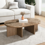 Markku - Coffee Table With Natural Marble - Oak - Dark Brown