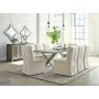 Krystanza - Weathered Gray - 10 Pc. - Dining Room Table, 8 Oatmeal Side Chairs, Server
