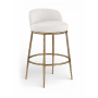 Ferro - Performance Fabric Upholstered Bar Stool - Cream / Antique Brass - White