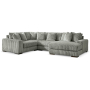 Lindyn - Fog - 4-Piece Sectional With RAF Corner Chaise, 133"