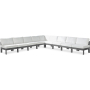 Nizuc - Outdoor Patio 9 Piece Modular Corner Armless Sectional With Gray Frame, 150"
