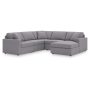 Cozymax - Granite - 5-Piece Sectional With Raf Corner Chaise, Wih Laf Corner Chair, 107"