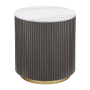 Jason - Round Marble Top Side End Table - White And Charcoal, 22"