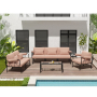 Rajni - Patio Ottoman - Pink Fabric & - White