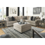 Bovarian - Stone - 4 Pc. - Left Arm Facing Loveseat 3 Pc Sectional, Ottoman