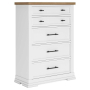 Ashbryn - White / Natural - Five Drawer Chest, 58.25" Tall