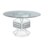 Noralie - Dining Table - Clear Glass, Mirrored & Faux Diamonds - 30", 52"