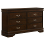 Louis Philippe - 6-Drawer Dresser - Cappuccino, 58.25" Wide
