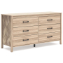 Battelle - Tan - Six Drawer Dresser, 60" Wide